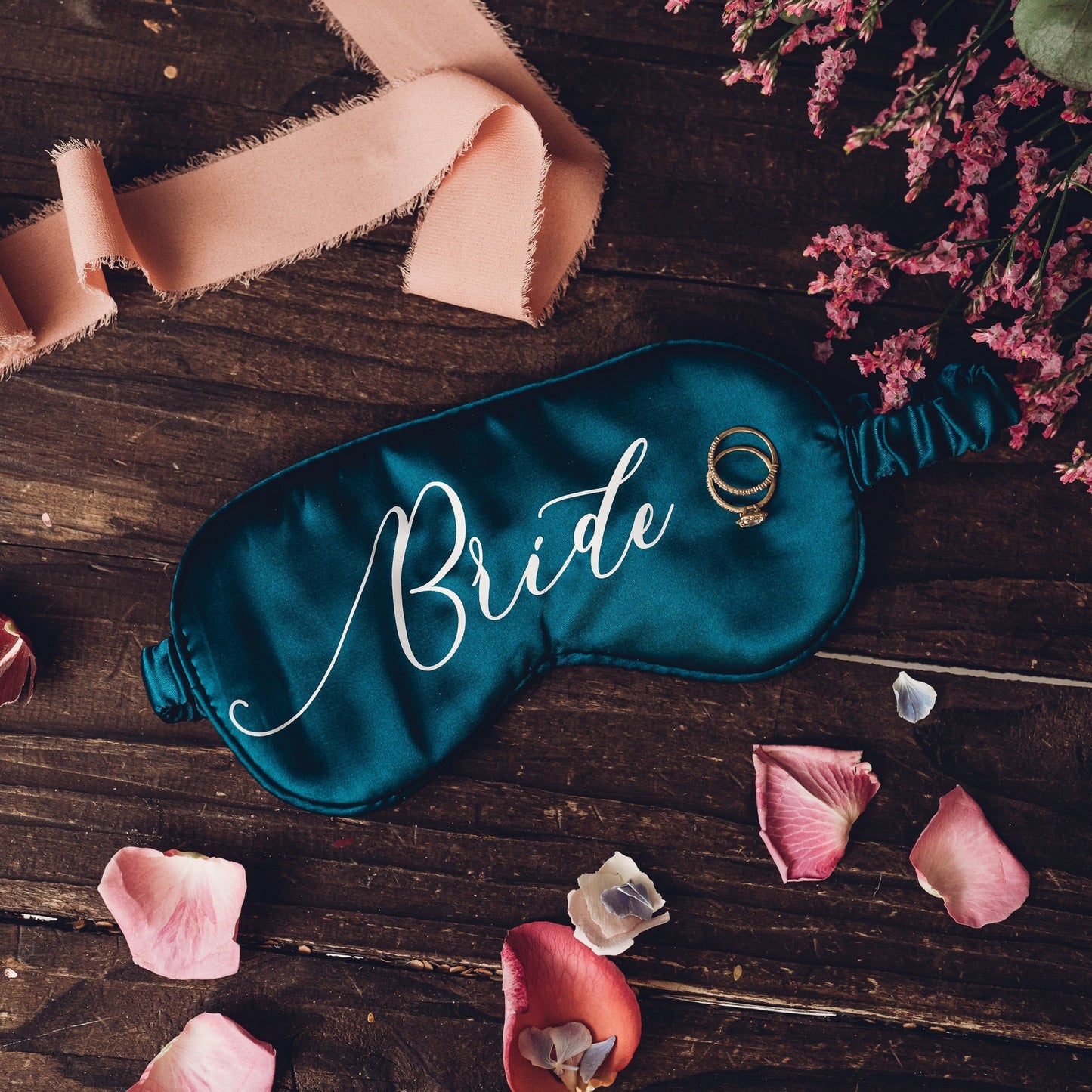 Forest green satin bridal eye mask