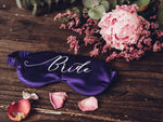 Load image into Gallery viewer, Purple satin eye mask for the bride
