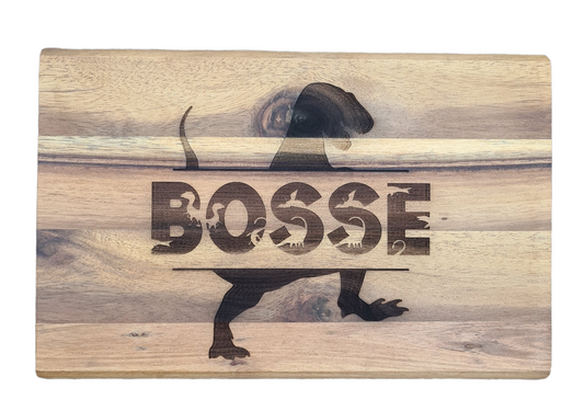 Dinosaurier Personalisiertes Frühstücksbrettchen aus Akazienholz