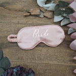 Load image into Gallery viewer, Pink satin eye mask for the bride
