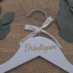 Load and play video in Gallery viewer, Personalized Wedding Hanger with Gold Text
