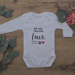 Load and play video in Gallery viewer, Pregnancy Announcement Onesie - &quot;And then there were Four (4)&quot;
