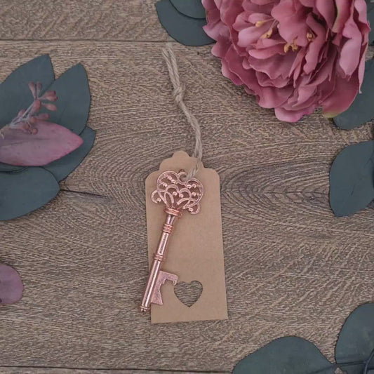 Vintage Rose Gold Key Keyring Bottle Opener with Tag
